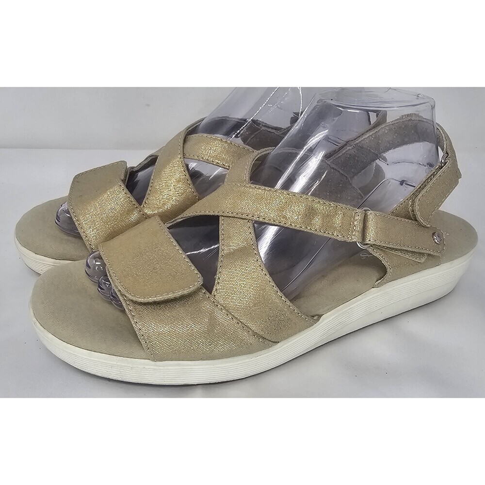 Grasshoppers Womens Cherry Flat Ortholite Comfort Sandal Metallic Stone Sz 9.5W